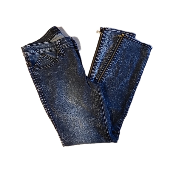 Rock & Republic Black & Blue Frosted MidRise Ankle Zip Skinny Jeans Sz 6 EUC - Picture 4 of 9